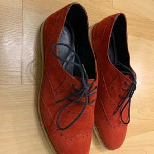 Johnston Murphy Red Wingtip Suede Shoes size 8.5
